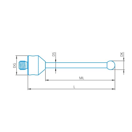 Palpador recto M5, DK8 L120 foto del producto Front View L