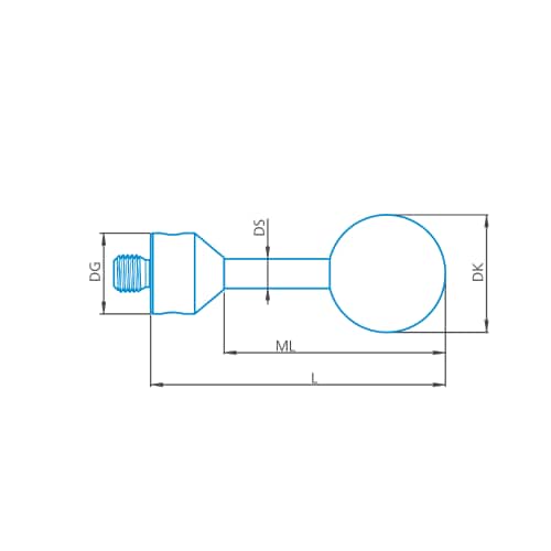 Palpador recto M5, DK25.4 L38 foto del producto Front View L