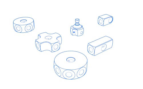 Cubos y elementos varios para sujeci&oacute;n.